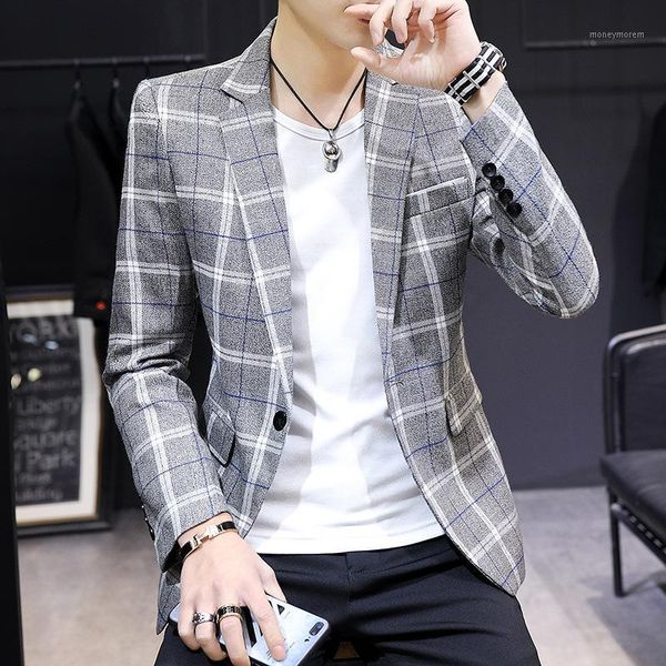 

traje hombre 2019 new plaid business casual small suit male slim korean version veste homme costume1, White;black