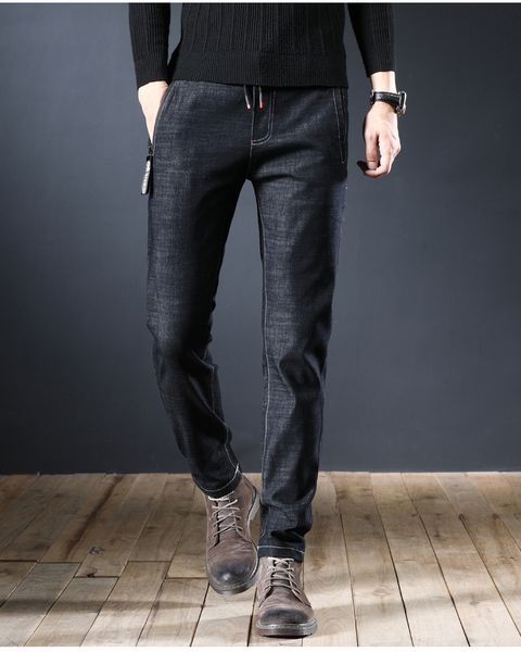 

black long pants men skinny jeans men straight loose, Blue