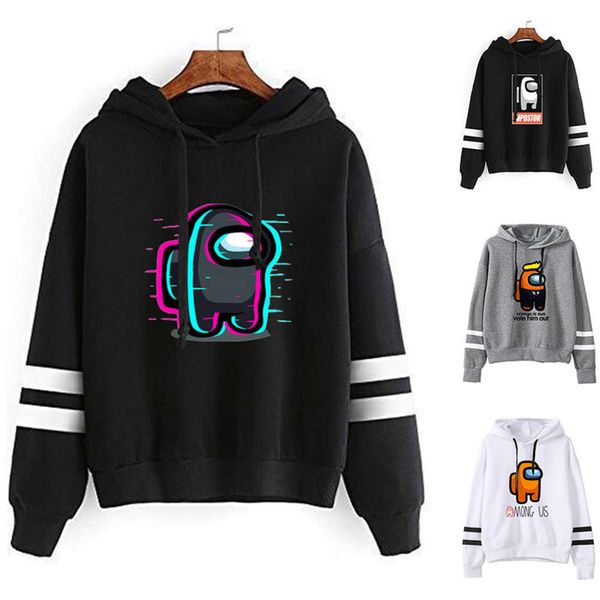 

2020 strong us series cartoon printed parallel bars hooded sweater, Black