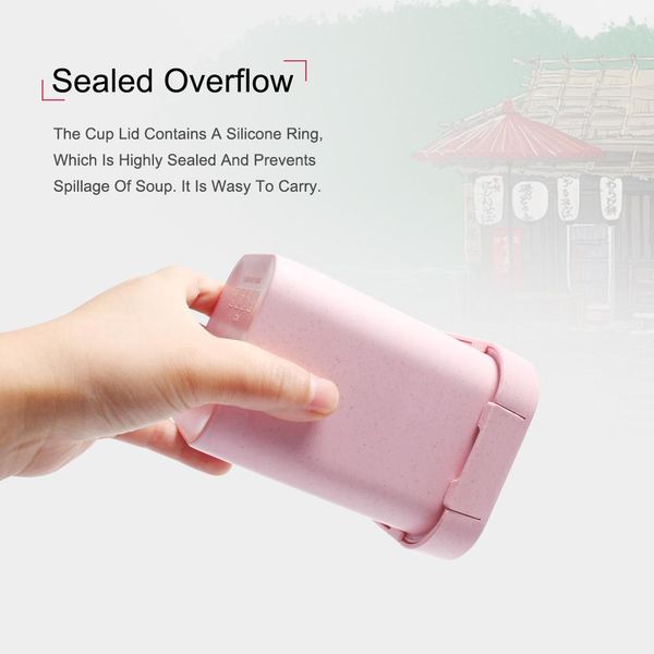 

550ml здоровый материал соломы пшеницы sealed кубок суп с крышкой портативный lunch box мини bento box микроволновая пейте чашечек для каша