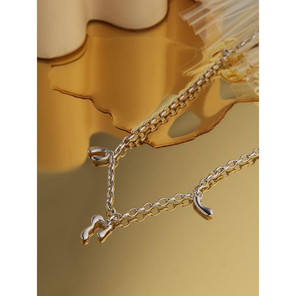 

chains original spanish cold wind niche design temperament irregular fluid 925 sterling silver necklace women
