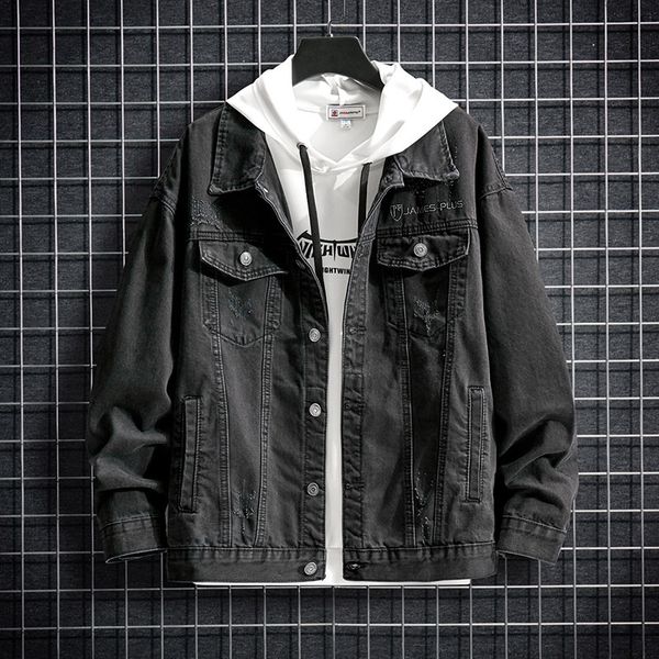 

denim men's 2020 new autumn fashion cool casual jacket, Black;brown