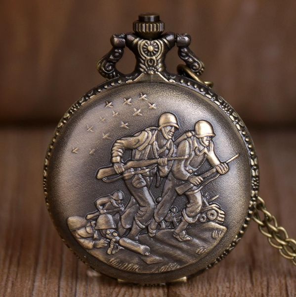 

vintage bronze стимпанк кварцевые карманные часы истребитель войны с цепью для мужчин женщины ожерелье часы cf1075 jllcfv home003, Silver