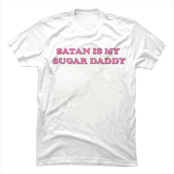

hahayule summer fashion tee satan is my sugar daddy tumblr girls shirt aesthetic clothing sugar baby kawaii t shirt, White