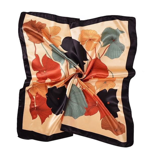 

women's square silk scarves 90*90cm fashion ladies satin printed scarf shawl autumn winter female lotus leaf scarves gift t200910, Blue;gray