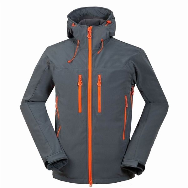 

winter warmth outdoor men's soft shell hooded cardigan jackets camping trekking hiking waterproof fleece coats sportswear q1207, Black;brown