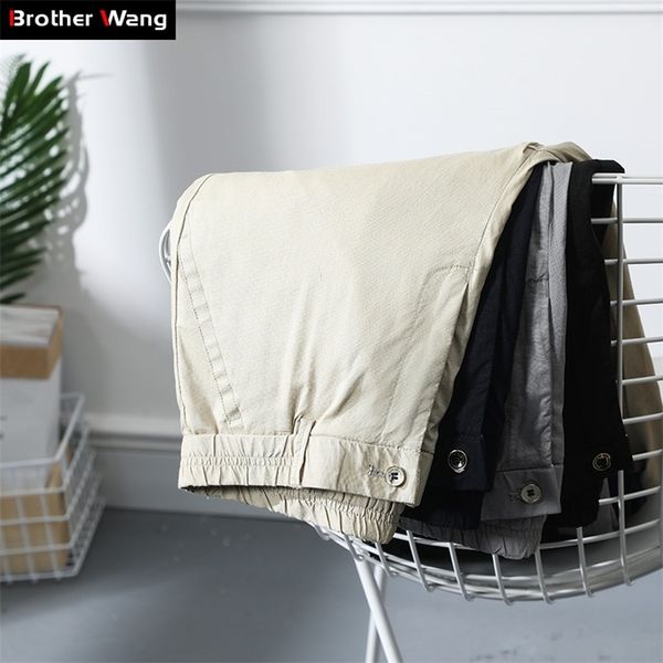 

summer new men's thin casual pants classic style elastic waist business fashion straight trousers male brand 201109, Black