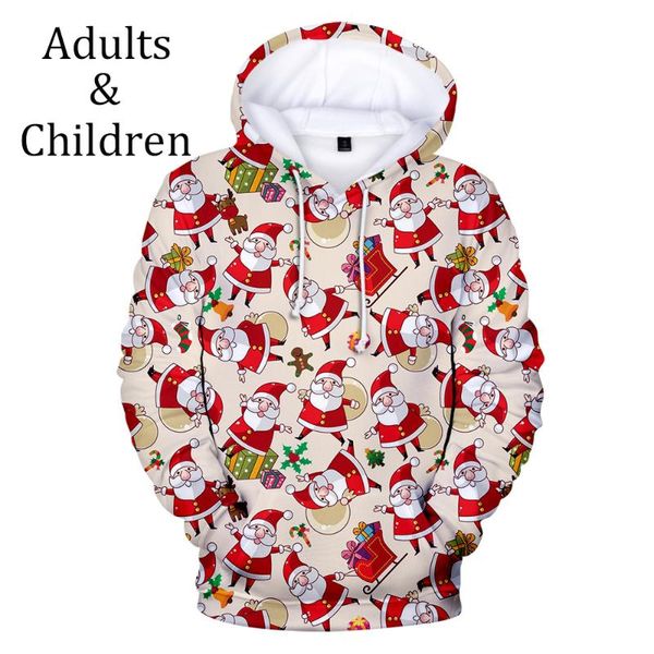 

new popular christmas fashion harajuku christmas 3d hoodies adults and children 3d boys girl hooded sweatshirt pullovers, Black