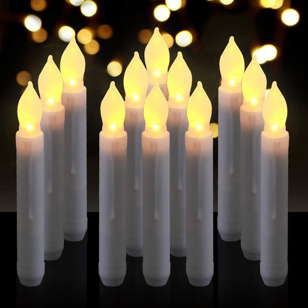 

tapered taper candles, 6.5inctall led candlesticks battery flameless operated, warm yellow flickering fame for wedding p