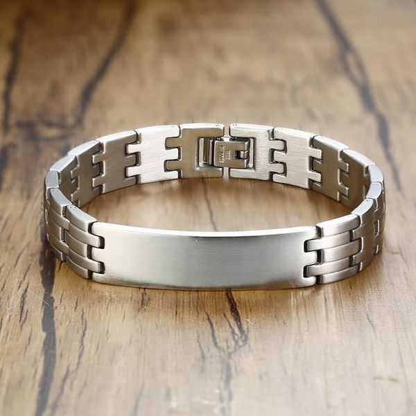 

laser 12mm men's mafinish curved rectangle bar bracelet in stainless steel stamping blank bracelet, Golden;silver