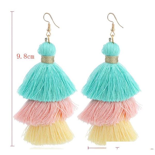 

mulit color long tassel earrings for women statement jewelry 3 layered fringe drop earrings big fashion ha sqczuw dh_seller2010, Silver