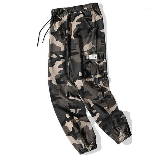 

men's pants autumn winter camouflage men elastic trousers fashion causal cotton streetwear jogger track male plus size1, Black