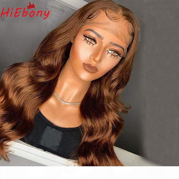 

hiebony brown lace front wig pre plucked wave glueless lace front wig remy human hair 13x4 frontal wigs with baby hair, Black;brown