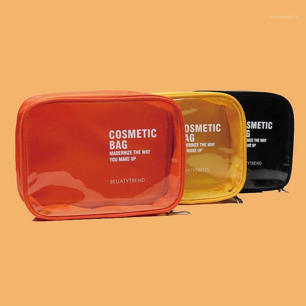 

new fashion simple cosmetic bag nylon transparent travel storage bag women's wash1