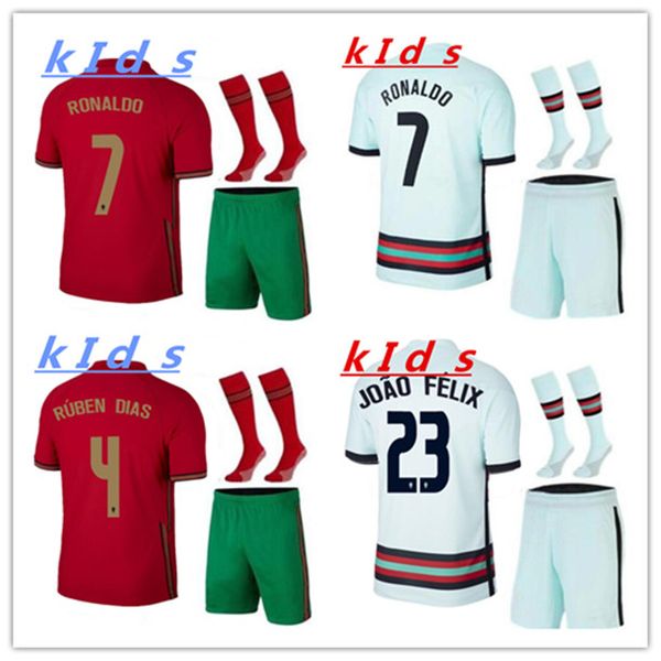 

portugal 2020 2021 ronaldo soccer jerseys joao felix bernardo away white football shirt cancelo andre silva camisa kids sets uniform, Black