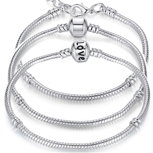 

factoryjokvchain bracelets snake 925 sterling silver 3mm charm fit pandora charms bead bangle bracelet fashion jewelry d