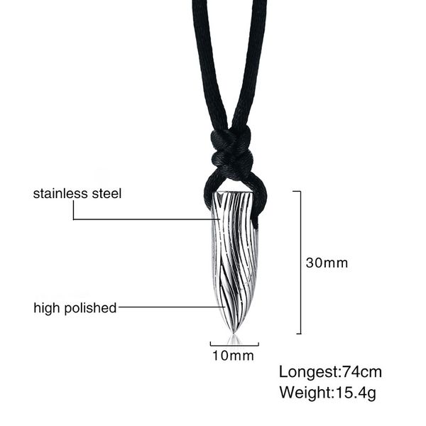 

qwc che4 stainless steel necklace sell single 30mm wolf bullet gift women jewelry q1209, Bronze;silver