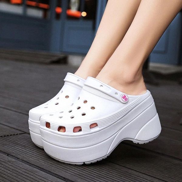 

women sandals platform shoes summer slip on slippers for ladies designer chunky sandal height increasing beach flat casual woman #4l78, Black
