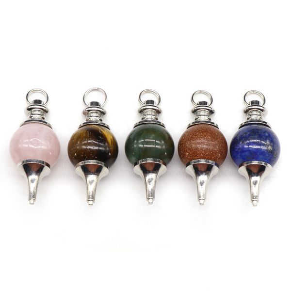 

reiki healing assorted dowsing pendulum circular cone charms crystal pendants for necklace accessories jewelry making, Bronze;silver