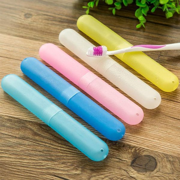 

random color l dustproof travel with lid home outdoor storage bathroom accessories portable toothbrush case1