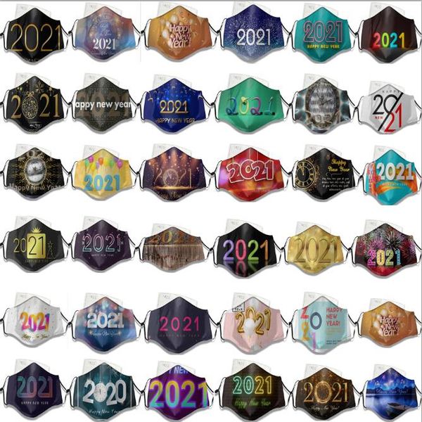 

new christmas kids mask washable cotton breathable dustproof 2021 happy new year face party masks fashion design pm2.5 facemasks