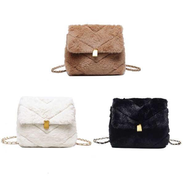 

plush material messenger bag student lattice print tote bags new original design tote female simple shopping handbag