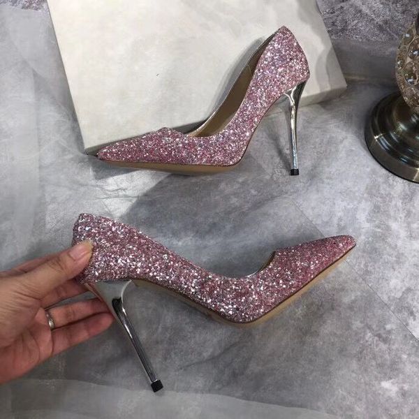 

fashion women casual designer lady pink glitter real leather new pointy toe flats pumps shoes praty shoes bride, Black