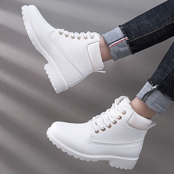 

lace-up ankle boots for women 2019 new fashion warm winter boots women solid square heel shoes woman plus size zapatos de mujer t200104, Black