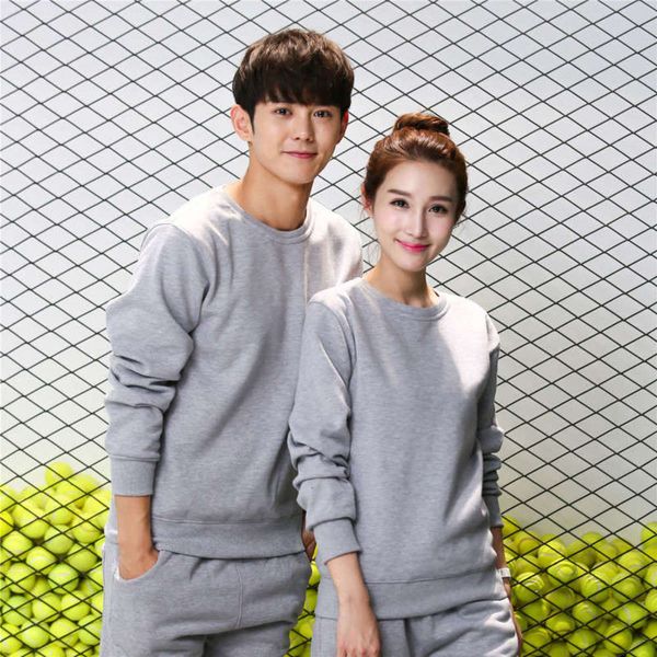 

neck women's round plush autumn sportswear and winter new men's sweater, Gray