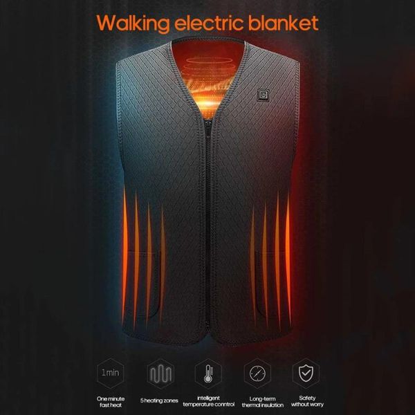 

warm heated jacket heating vest hiking clothing usb charging intelligent electric heated vest heating clothes submersible, White;black