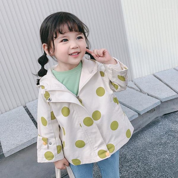 

boys and girls big polka dot hooded jacket spring 2020 new korean baby windbreaker children's clothing tide1, Blue;gray