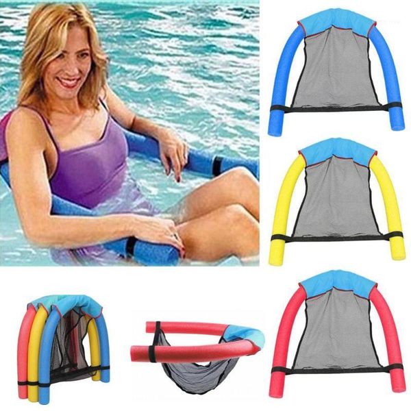 

swimming pool floating chair kid bed seat water float ring lightweight beach ring noodle net piscina pool accessories1