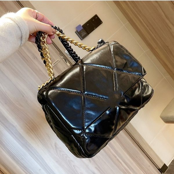 

2020 new messenger bag rhombus chain leather shoulder bag luxury original single fashion design classic all-match female bag ing, Black