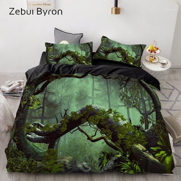 

bedding sets 3d hd set custom/king/europe/usa ,3pcs duvet cover set,quilt/blanket bedclothes primeval forest drop ship1
