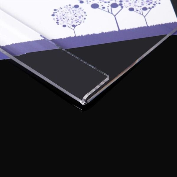 Varie dimensioni medie T1.2mm Cartello in plastica acrilica trasparente Display Carta Etichetta Cartellino prezzo Supporto a forma di L Orizzontale sul tavolo