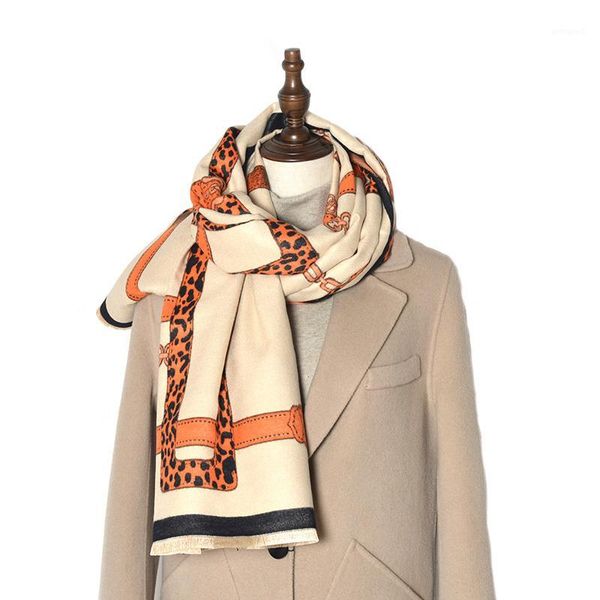 

scarves winter double-sided ladies cashmere warm coat chain check leopard scarf thick soft shawl cover1, Blue;gray