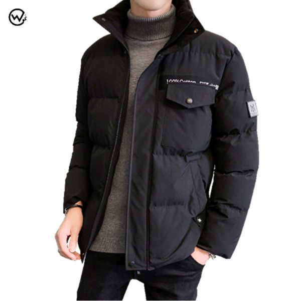 

2020 new arrival winter parka jacket men thicken warm coats stand collar cotton padded male overcoats brand clothing m-4xl ropa, Black