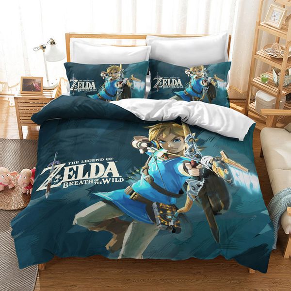 

игра 3d переключатель легенда zelda постельное белье набор мультфильм дети одеяло обложка набор наволочки король король двуспальная кровать
