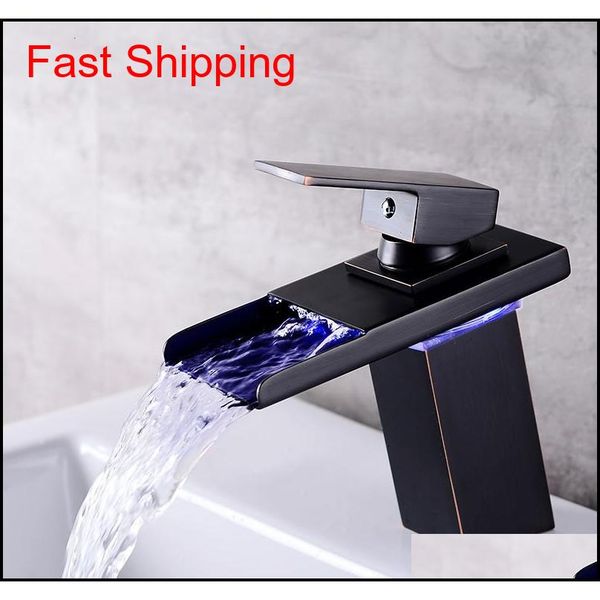 

led sensor color change bathroom faucet black chrome basin mixer waterfall spout cold and water qylehz homes2011