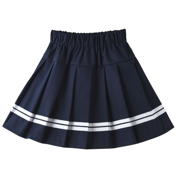 

fall girls blue black skirts cotton japanese stripe pleated skirt girl school uniforms age 4 -16 yrs preppy teenage kids clothes lj200818