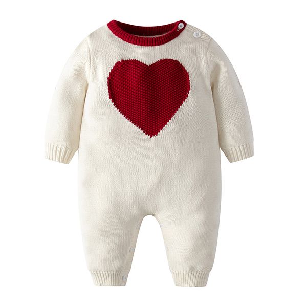 

20 years of spring new baby girl love one-piece cotton sweater white knitted romper 0-1 years old, Blue