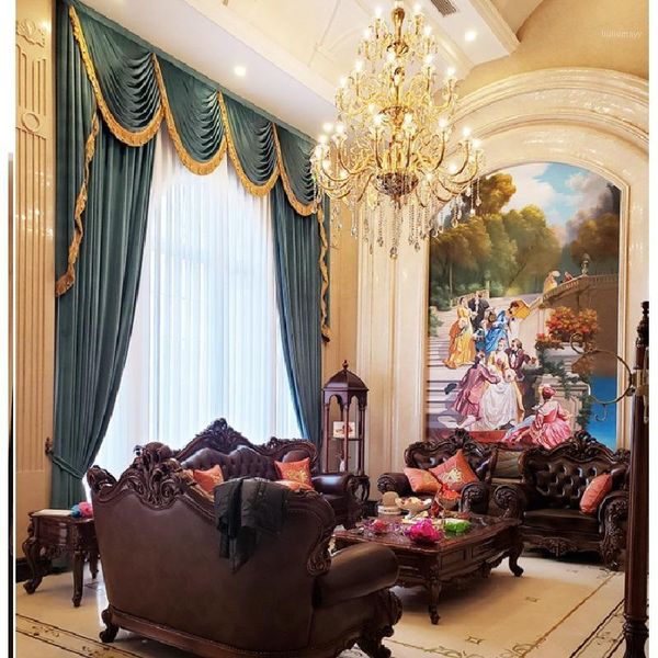 

european style window curtain head water wave velvet valance for villa terrace curtain luxury atmospheric window valance custom1