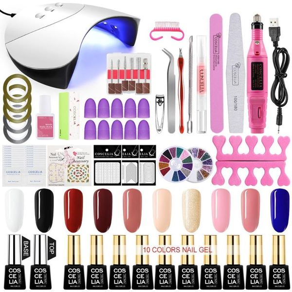 

nail art kits coscelia uv set led lamp dryer with gel polish kit soak off manicure tools electric drill