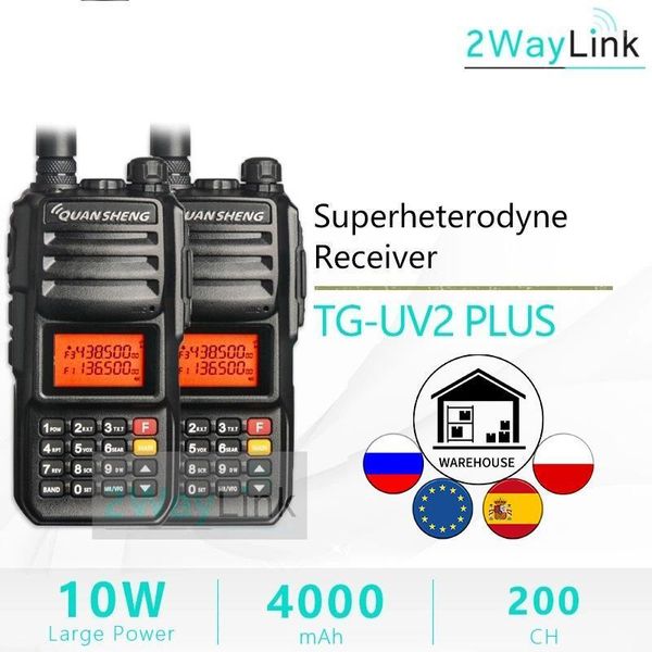 

2pcs update walkie-talkie quansheng tg-uv2 plus 10w long range talkie walkie 10km 4000mah radio vhf uhf dual band long standby1