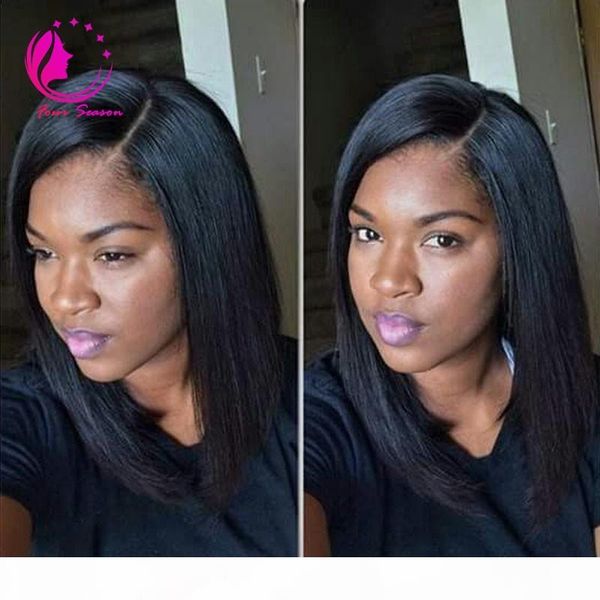 

короткие малазийский полный шнурок боб парики glueless фронта шнурка человеческих волос боб парик с ребенком волос короткие прорезями для bl, Black;brown