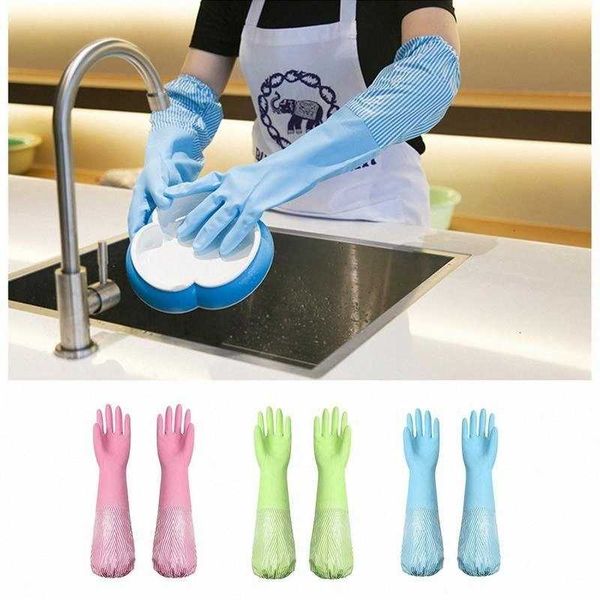 

waterproof durable fleece kitchen lined restricted opening thickened rubber latex dishwashing gloves winter fdfj#outletb
