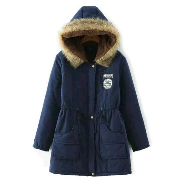 

winter women parkes zogaa plus size cotton-clothes pelle goal long wool clothes outwear coat 329m, Black