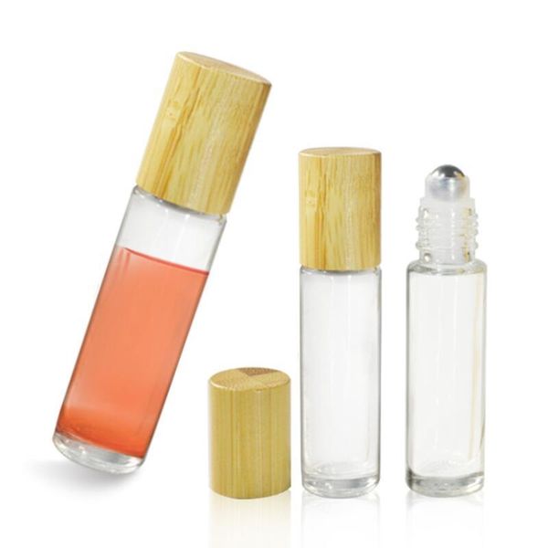 

2022 new 10ml high-grade bamboo roll on bottle ( steel ball ), bamboo cap ball perfume bottles essential oil