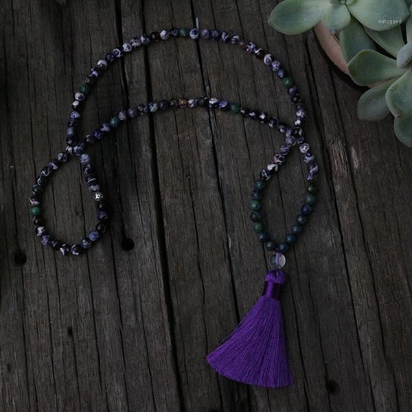 

other 8mm natural beads, dyed purple flower onyx, crazy lapis, japamala,necklace, spiritual jewelry, meditation 108 mala beads1, Silver