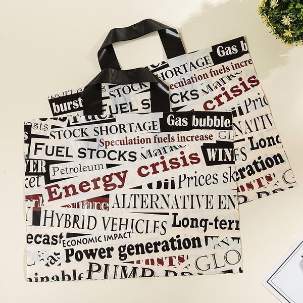 

gift wrap wholesale 50pcs large plastic shopping bags with handle white/black boutique clothing packaging bag1